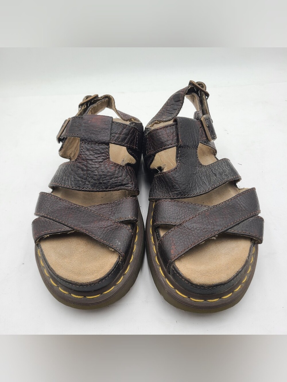 B49 Vintage Dr Martens Brown Leather Sandals Menβs Size 8 W Size 9 Air Ware